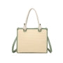 Straw tote bag with green