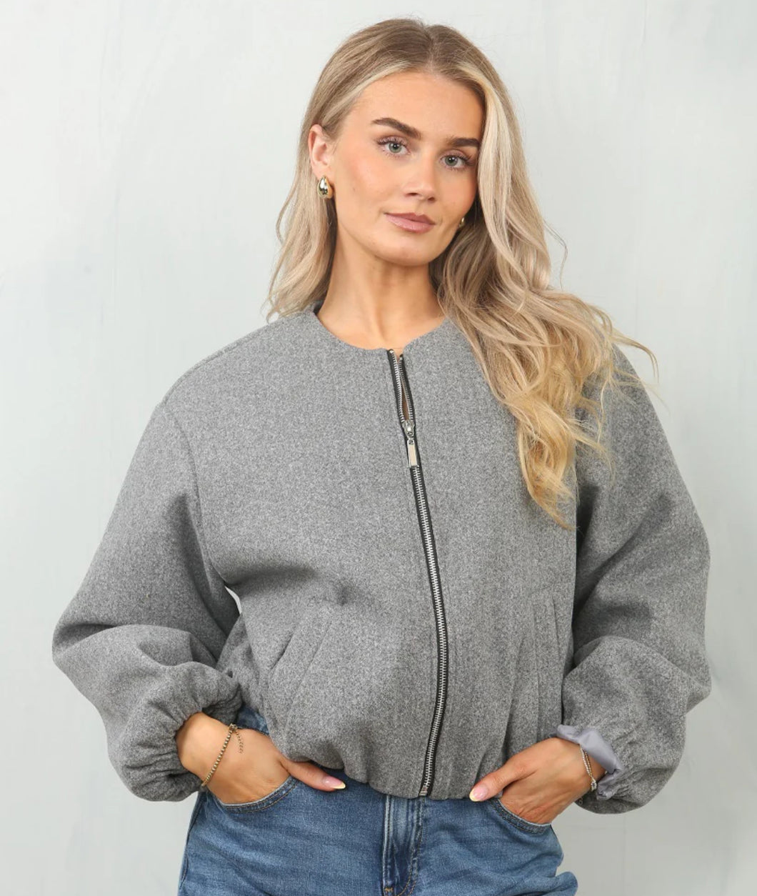 Grey bubble hem jacket