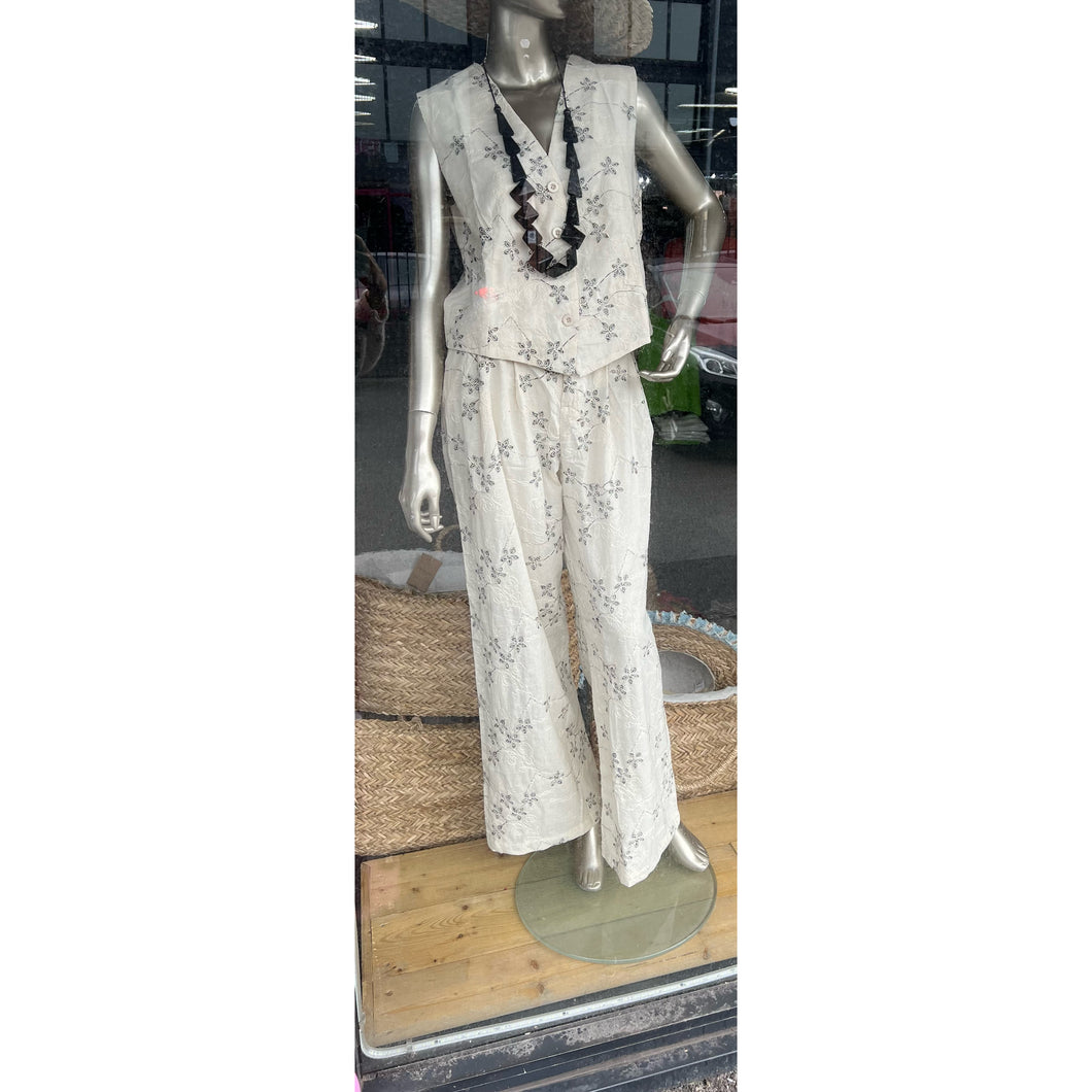 Embroidered waistcoat and trousers co ord set