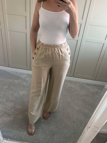 Beige wide leg light weight trousers