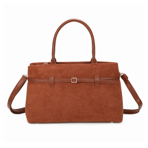Brown suede effect handbag