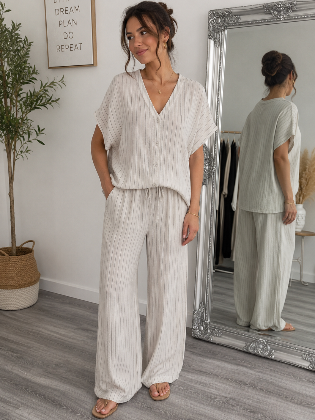 Beige pin stripe co ord set