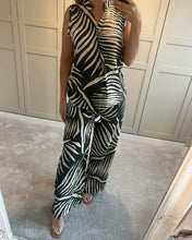 Palm print wide leg trousers