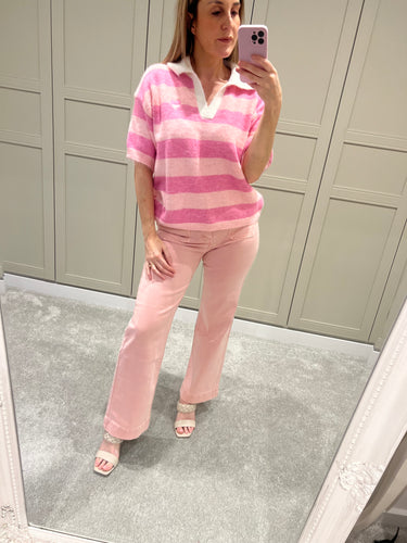 Pink striped jumper