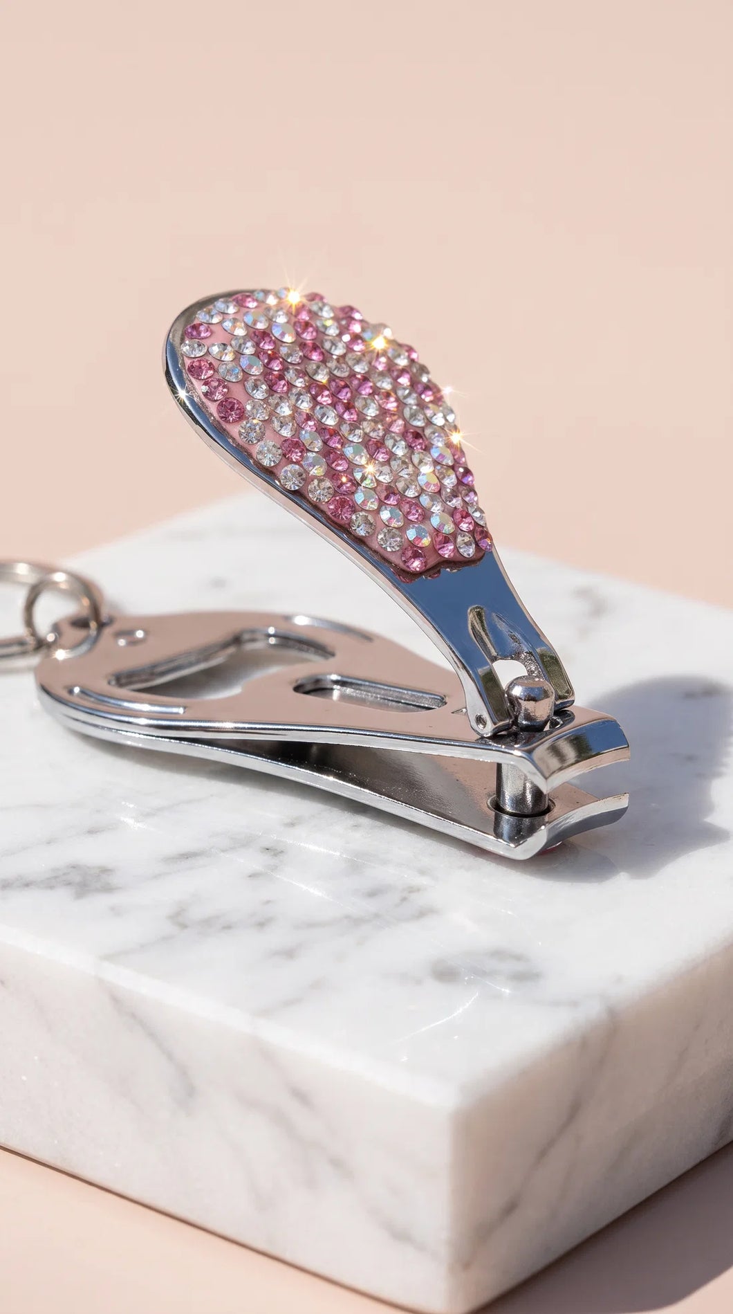 Crystal silver diamanté bottle opener key ring