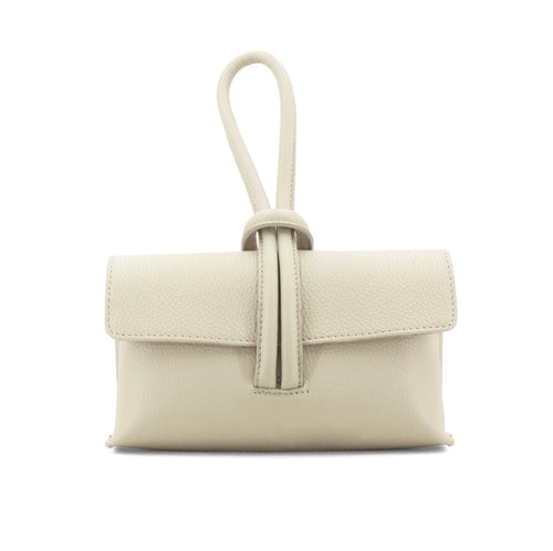 Beige leather loop clutch