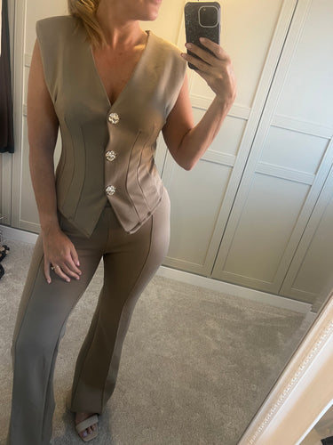 Sculpted Tailored Co-Ord Set in Taupe