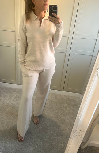 Cream light knit co ord