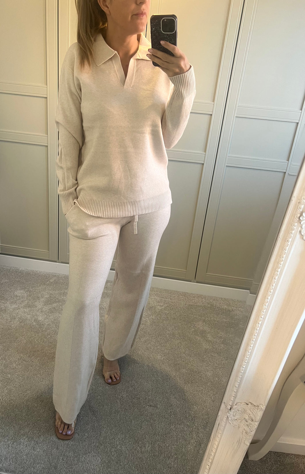 Cream light knit co ord
