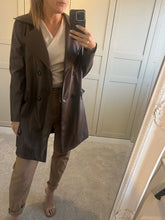 Chocolate brown leather look trench coat