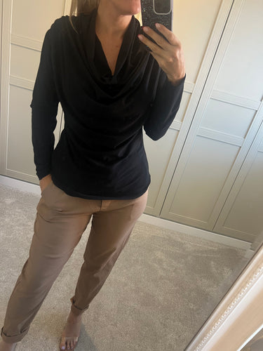 Cowl neck black top