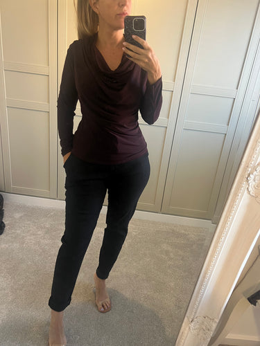 Wine cowl neck top