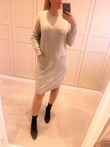 Light grey pocket jumper dress