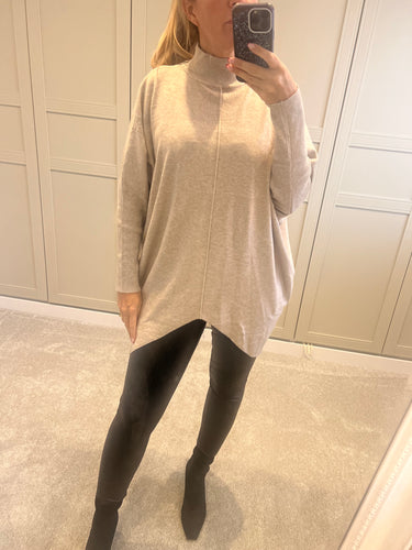 Oatmeal high neck jumper