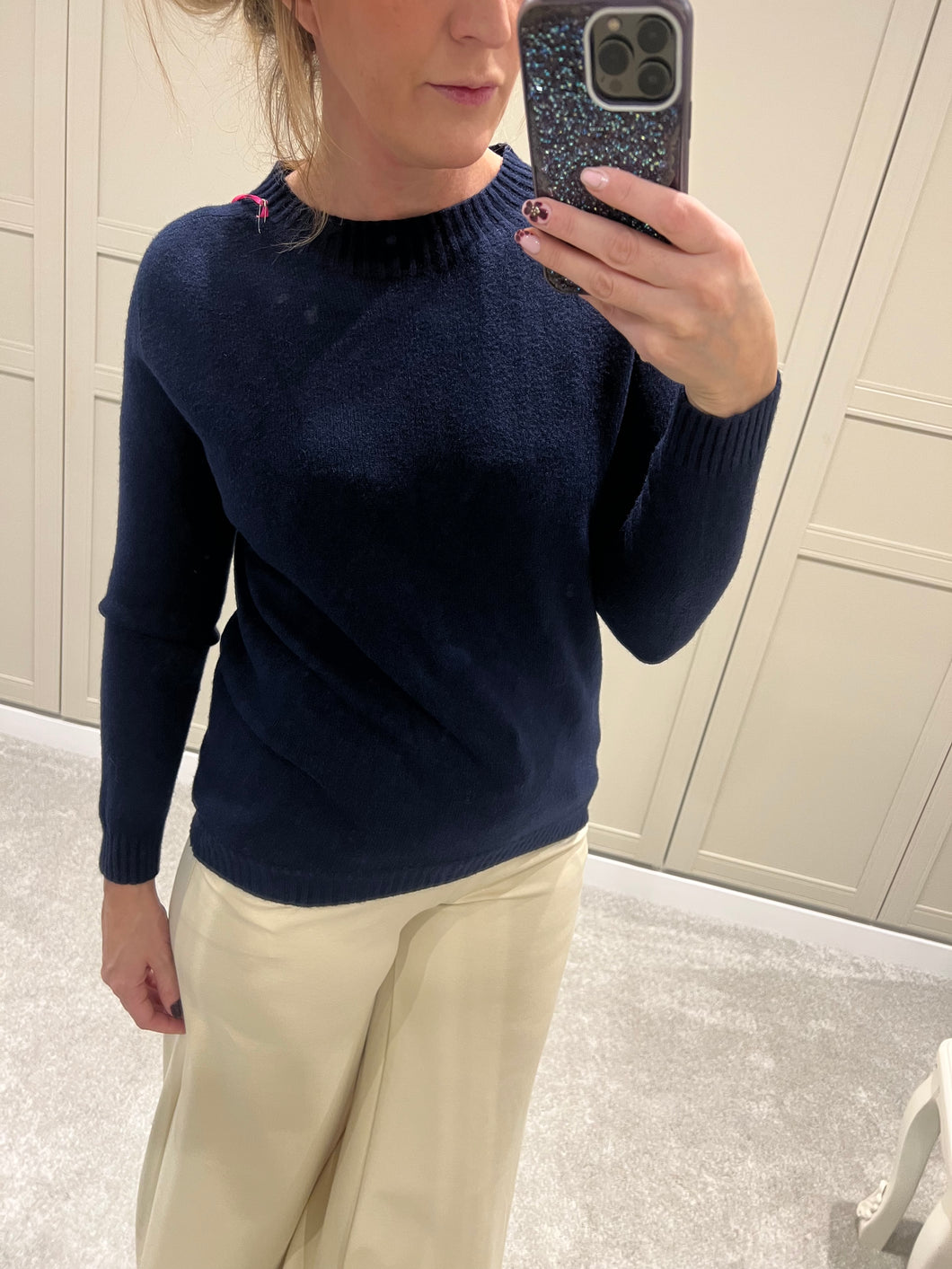 Classic navy crew neck knit jumper