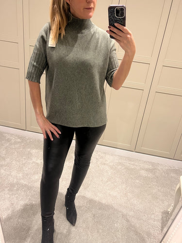 Khaki green ribbed polo neck jumper