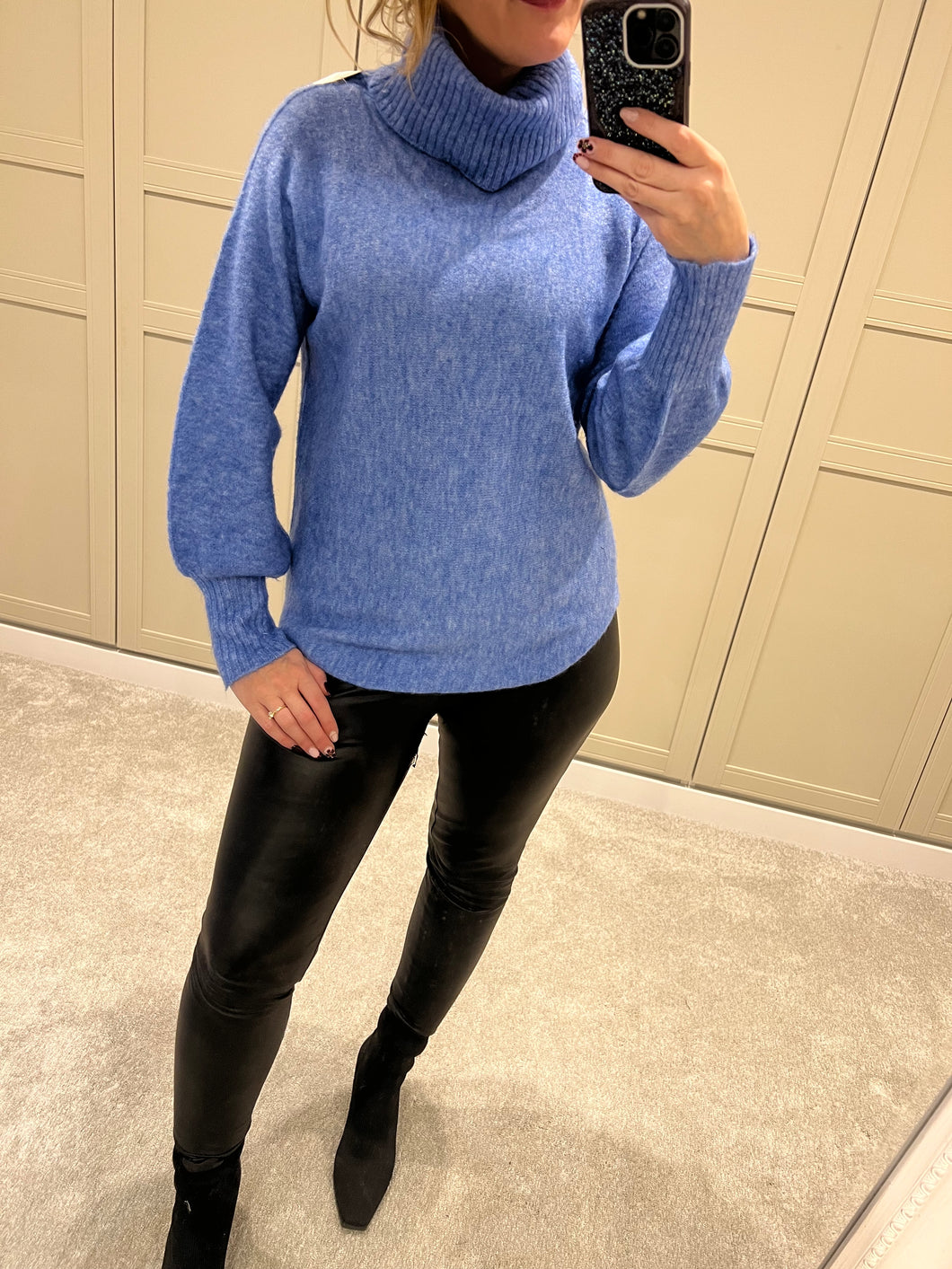 Blue roll neck jumper