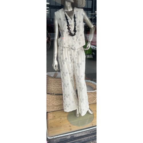 Embroidered waistcoat and trousers co ord set