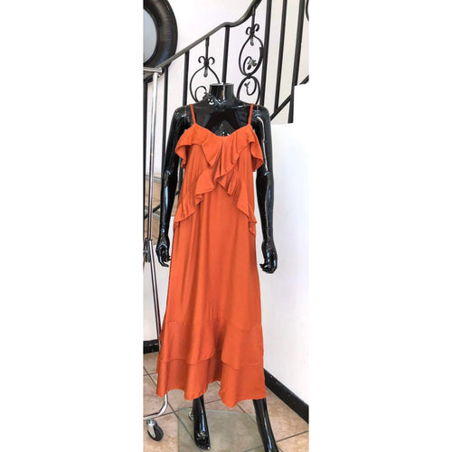 Burnt orange ruffle maxi dress