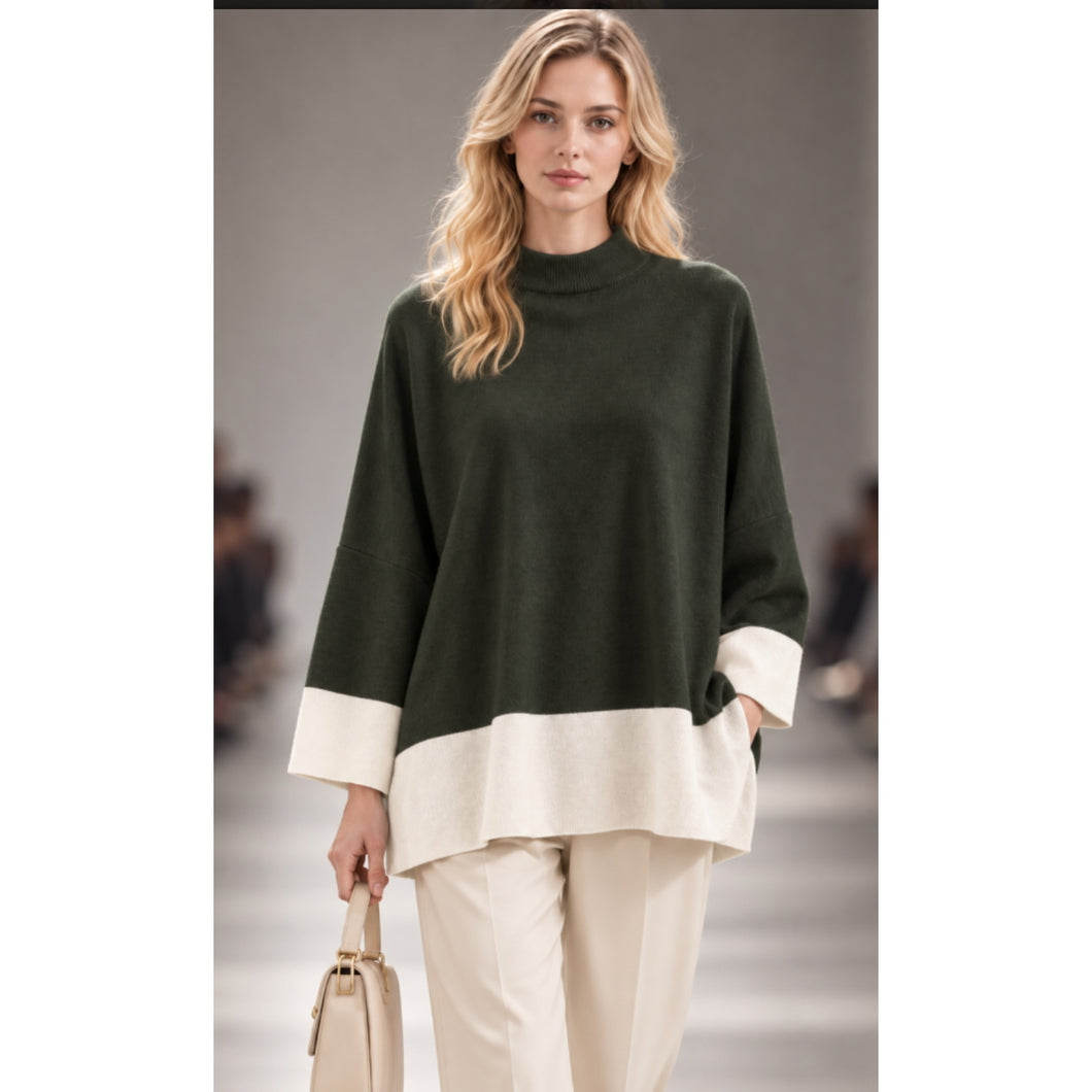 Green contrast jumper