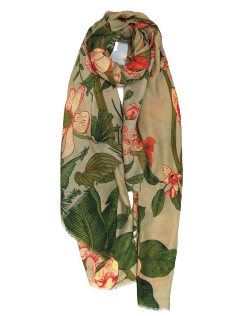 Beige flower pattern scarf