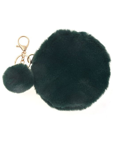 Black Small Round Faux Fur Coin Bag