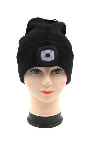 Black light up beanie hat