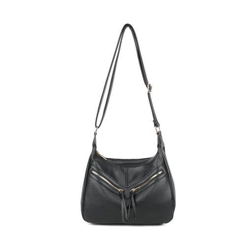 Black double zip shoulder bag