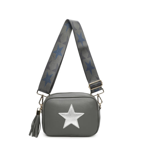Grey cross body star bag