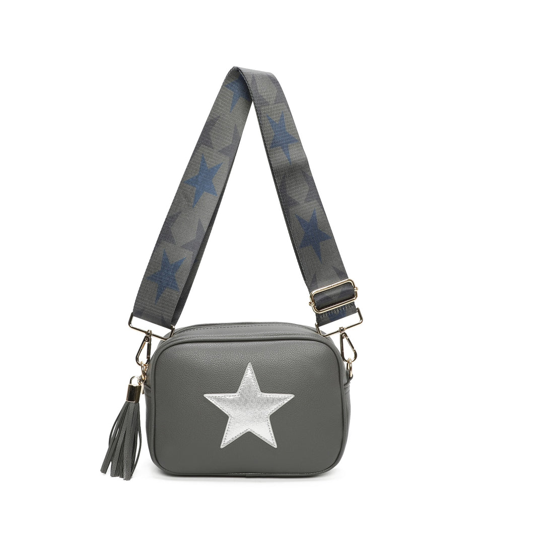 Grey cross body star bag