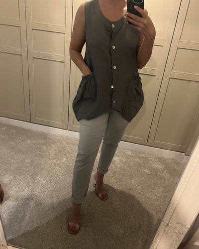Grey pocket detail vest top