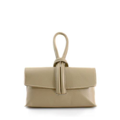 Leather twist clutch bag