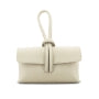 Beige leather clutch bag