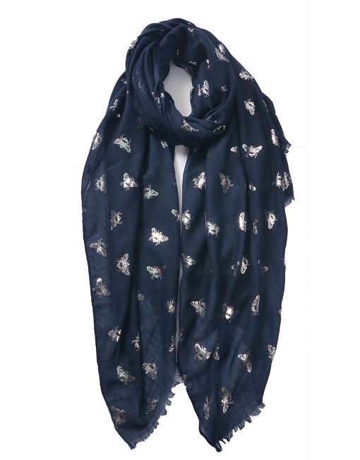 Navy bee scarf