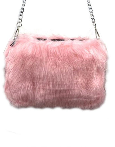 Pink faux fur bag