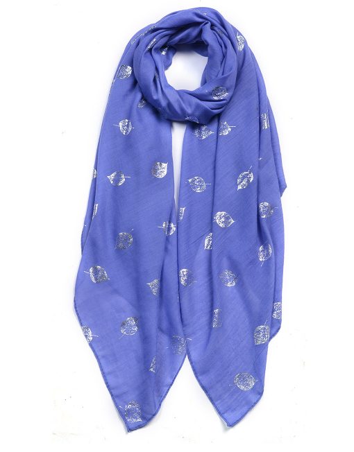 Purple silver foil leaf scarf