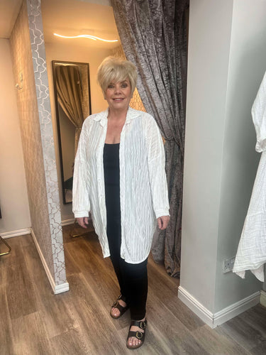 Oversized white crinkle shirt