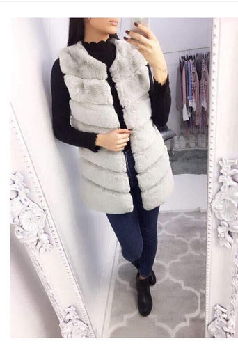 Light grey faux fur gilet